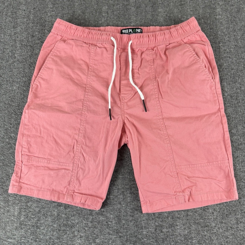 Free Planet Chino  Mens M Pink Elastic Waist Drawstring Casual Boardshorts Beach